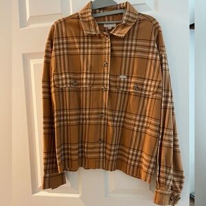 Brown Plaid Button-Up Shirt